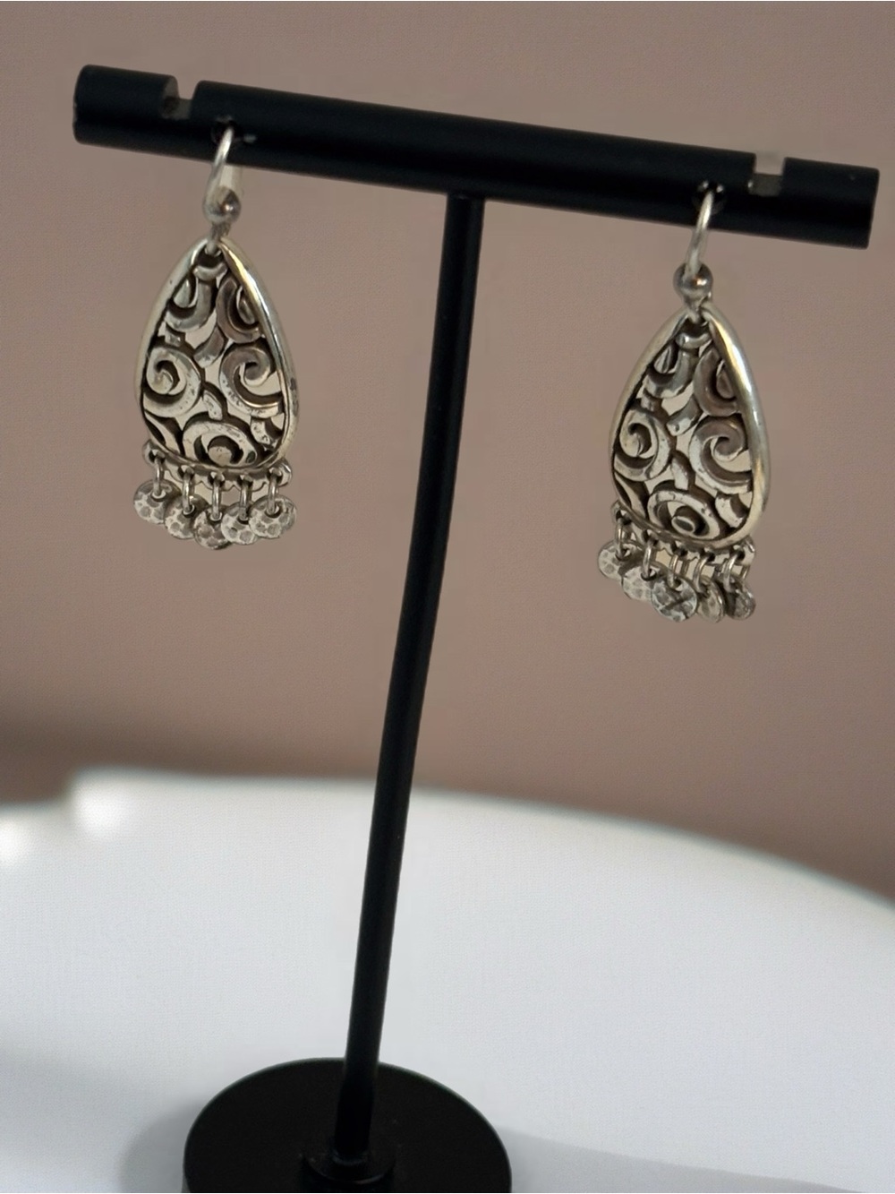 Brighton Deco Dangle French Wire Earrings Silver Plated.